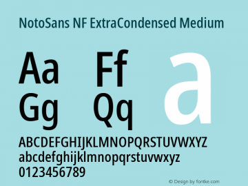 Noto Sans ExtraCondensed Medium Nerd Font Complete Windows Compatible Version 2.000;GOOG;noto-source:20170915:90ef993387c0; ttfautohint (v1.7) Font Sample