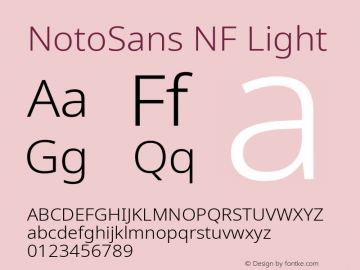 Noto Sans Light Nerd Font Complete Windows Compatible Version 2.000;GOOG;noto-source:20170915:90ef993387c0; ttfautohint (v1.7) Font Sample