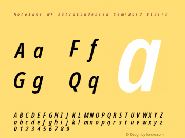 Noto Sans ExtraCondensed SemiBold Italic Nerd Font Complete Mono Windows Compatible Version 2.000;GOOG;noto-source:20170915:90ef993387c0; ttfautohint (v1.7)图片样张