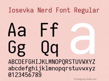 Iosevka Nerd Font Complete 1.14.0; ttfautohint (v1.7.9-c794) Font Sample