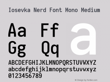 Iosevka Term Medium Nerd Font Complete Mono 1.14.0; ttfautohint (v1.7.9-c794) Font Sample