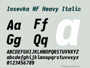 Iosevka Heavy Italic Nerd Font Complete Windows Compatible 1.14.0; ttfautohint (v1.7.9-c794) Font Sample