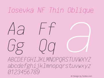 Iosevka Term Thin Oblique Nerd Font Complete Windows Compatible 1.14.0; ttfautohint (v1.7.9-c794)图片样张