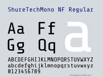 Shure Tech Mono Nerd Font Complete Windows Compatible Version 1.003 Font Sample