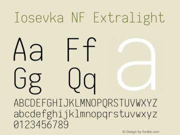 Iosevka Extralight Nerd Font Complete Windows Compatible 1.14.0; ttfautohint (v1.7.9-c794) Font Sample