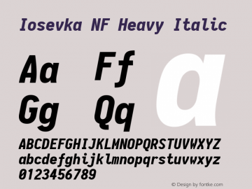 Iosevka Term Heavy Italic Nerd Font Complete Windows Compatible 1.14.0; ttfautohint (v1.7.9-c794)图片样张