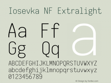 Iosevka Term Extralight Nerd Font Complete Mono Windows Compatible 1.14.0; ttfautohint (v1.7.9-c794) Font Sample