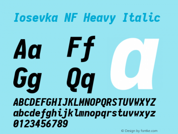 Iosevka Term Heavy Italic Nerd Font Complete Mono Windows Compatible 1.14.0; ttfautohint (v1.7.9-c794) Font Sample
