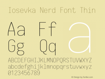 Iosevka Term Thin Nerd Font Complete 1.14.0; ttfautohint (v1.7.9-c794) Font Sample