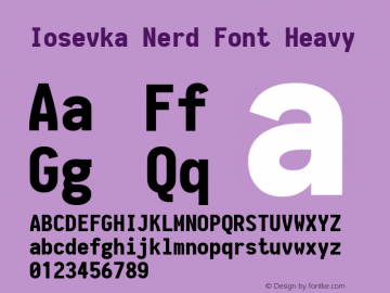 Iosevka Heavy Nerd Font Complete 1.14.0; ttfautohint (v1.7.9-c794) Font Sample