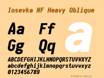 Iosevka Term Heavy Oblique Nerd Font Complete Windows Compatible 1.14.0; ttfautohint (v1.7.9-c794) Font Sample