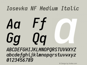 Iosevka Term Medium Italic Nerd Font Complete Windows Compatible 1.14.0; ttfautohint (v1.7.9-c794)图片样张