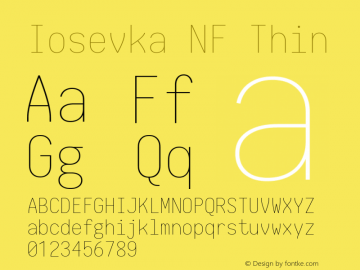 Iosevka Thin Nerd Font Complete Mono Windows Compatible 1.14.0; ttfautohint (v1.7.9-c794)图片样张