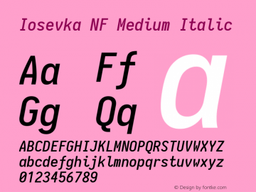 Iosevka Term Medium Italic Nerd Font Complete Mono Windows Compatible 1.14.0; ttfautohint (v1.7.9-c794)图片样张