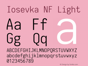 Iosevka Light Nerd Font Complete Mono Windows Compatible 1.14.0; ttfautohint (v1.7.9-c794) Font Sample