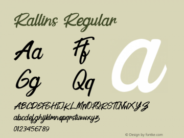 Rallins Version 1.00;January 2, 2019;FontCreator 11.5.0.2422 64-bit Font Sample