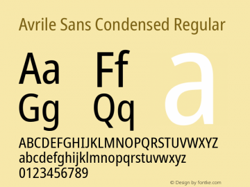 Avrile Sans Condensed Version 2.001; ttfautohint (v1.8.2)图片样张