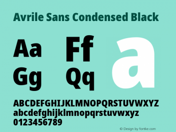 Avrile Sans Condensed Black Version 2.001; ttfautohint (v1.8.2)图片样张