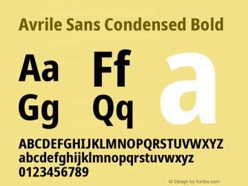 Avrile Sans Condensed Bold Version 2.001; ttfautohint (v1.8.2)图片样张