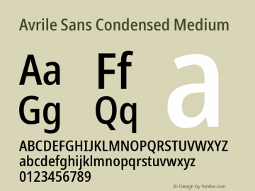 Avrile Sans Condensed Medium Version 2.001; ttfautohint (v1.8.2) Font Sample