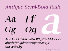 Antique Semi-Bold Italic 0.1.0 Font Sample