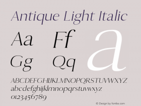 Antique Light Italic 0.1.0 Font Sample