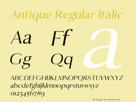 Antique Regular Italic 0.1.0 Font Sample