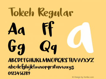 Tokeh-Regular Version 1.000 Font Sample