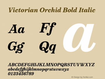 VictorianOrchidBoldItalic Version 1.000;PS 001.000;hotconv 1.0.88;makeotf.lib2.5.64775;YWFTv17图片样张