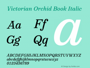 VictorianOrchidBookItalic Version 1.000;PS 001.000;hotconv 1.0.88;makeotf.lib2.5.64775;YWFTv17 Font Sample