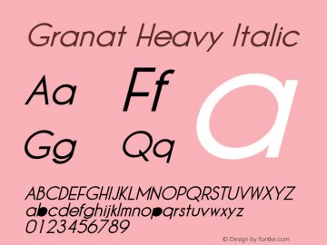 Granat Heavy Italic Version 1.00;December 6, 2018;FontCreator 11.5.0.2422 64-bit图片样张