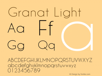 Granat Light Version 1.00;December 6, 2018;FontCreator 11.5.0.2422 64-bit Font Sample