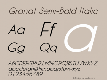 Granat Semi-Bold Italic Version 1.00;December 6, 2018;FontCreator 11.5.0.2422 64-bit Font Sample