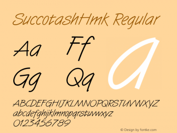 SuccotashHmk Regular Macromedia Fontographer 4.1.4 12/6/1999 Font Sample