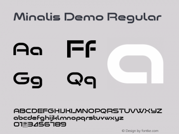Minalis Demo Version 1.00 January 9, 2019, initial release Font Sample