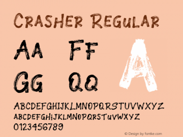 Crasher Version 1.00;January 11, 2019;FontCreator 11.5.0.2430 64-bit Font Sample