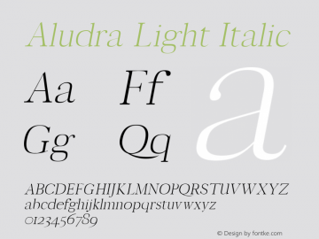 Aludra Light Italic Version 1.0 Font Sample