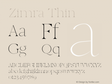 Zimra Thin Version 1.0 Font Sample