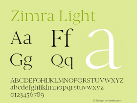 Zimra Light Version 1.0 Font Sample