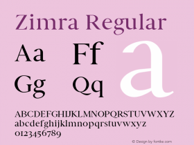 Zimra Regular Version 1.0 Font Sample