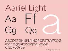 Aariel Light Version 1.0 Font Sample