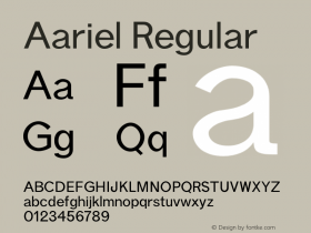 Aariel Regular Version 1.0 Font Sample