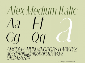 Alex Medium Italic Version 1.0图片样张