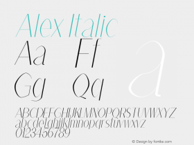 Alex Thin-Italic Version 1.0 Font Sample