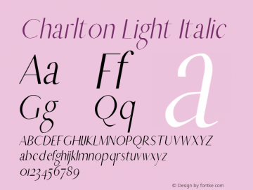 Charlton Light Italic 0.1.0图片样张