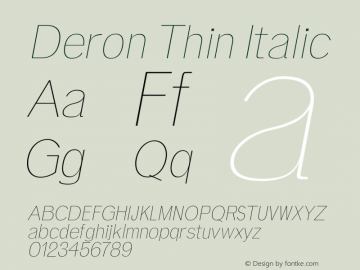 Deron Thin Italic Version 1.0图片样张