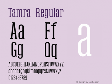 Tamra-Regular Version 1.0 Font Sample