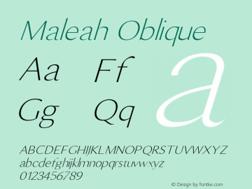 Maleah Oblique 0.1.0 Font Sample