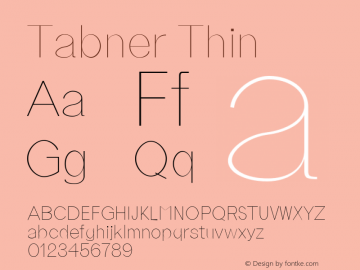 Tabner Thin Version 1.0 Font Sample