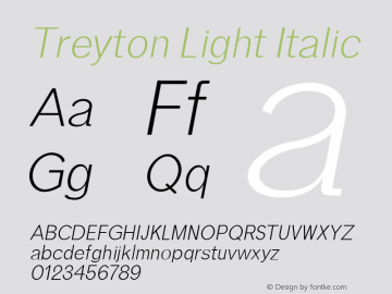 Treyton Light Italic Version 1.0图片样张